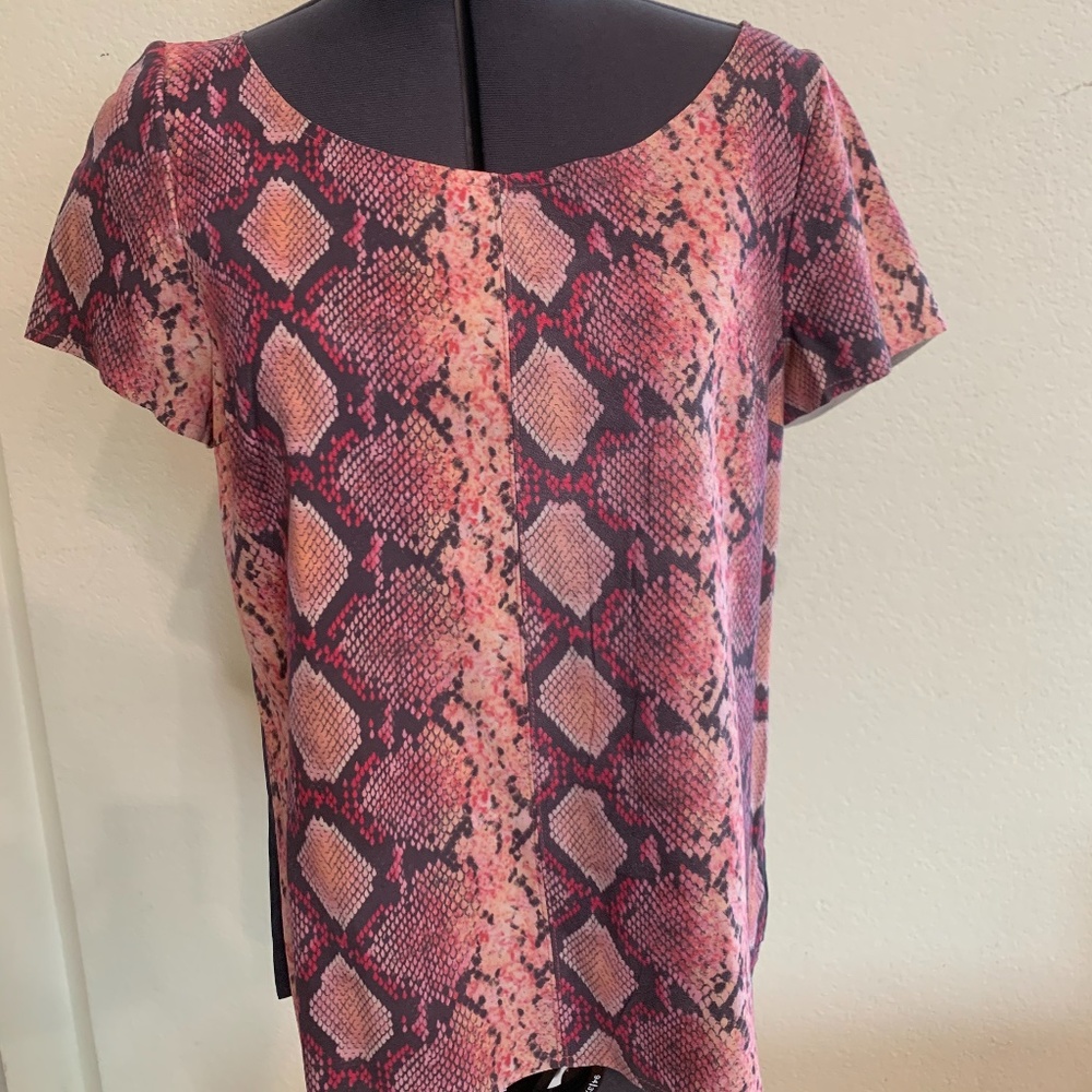 New Patterson J Kincaid Hunter genuine leather snakeskin print top, xs